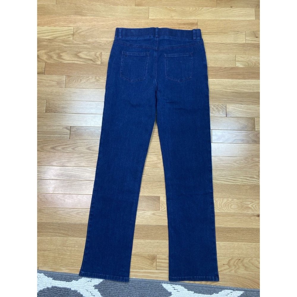 *Betabrand Dark Wash Elastic Waistband Pull On Womens PM Straight Leg Yoga Jeans - Picture 4 of 5